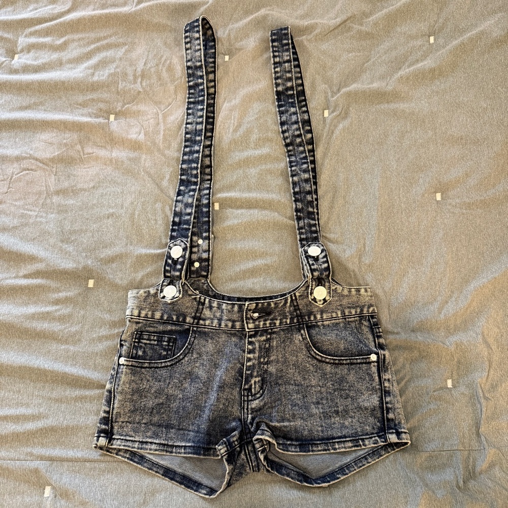 Denim Suspender Shorts